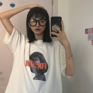 T05-P25 网红ins短袖t恤女夏2024韩版宽松学生辣妹原宿风百搭上衣图片