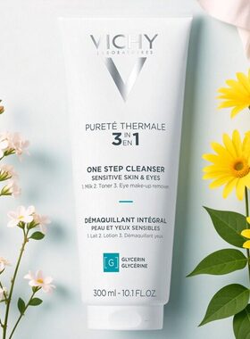 VICHY薇姿三合一全效洁面卸妆乳300ml效期2028.03敏感肌温和法国