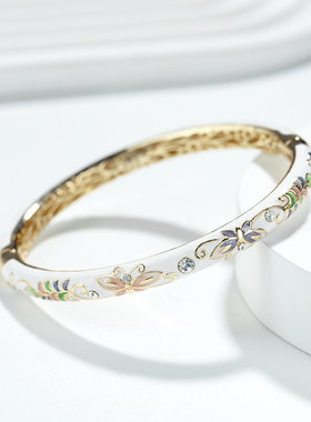 复古时尚女铜珐琅彩景泰蓝手镯细