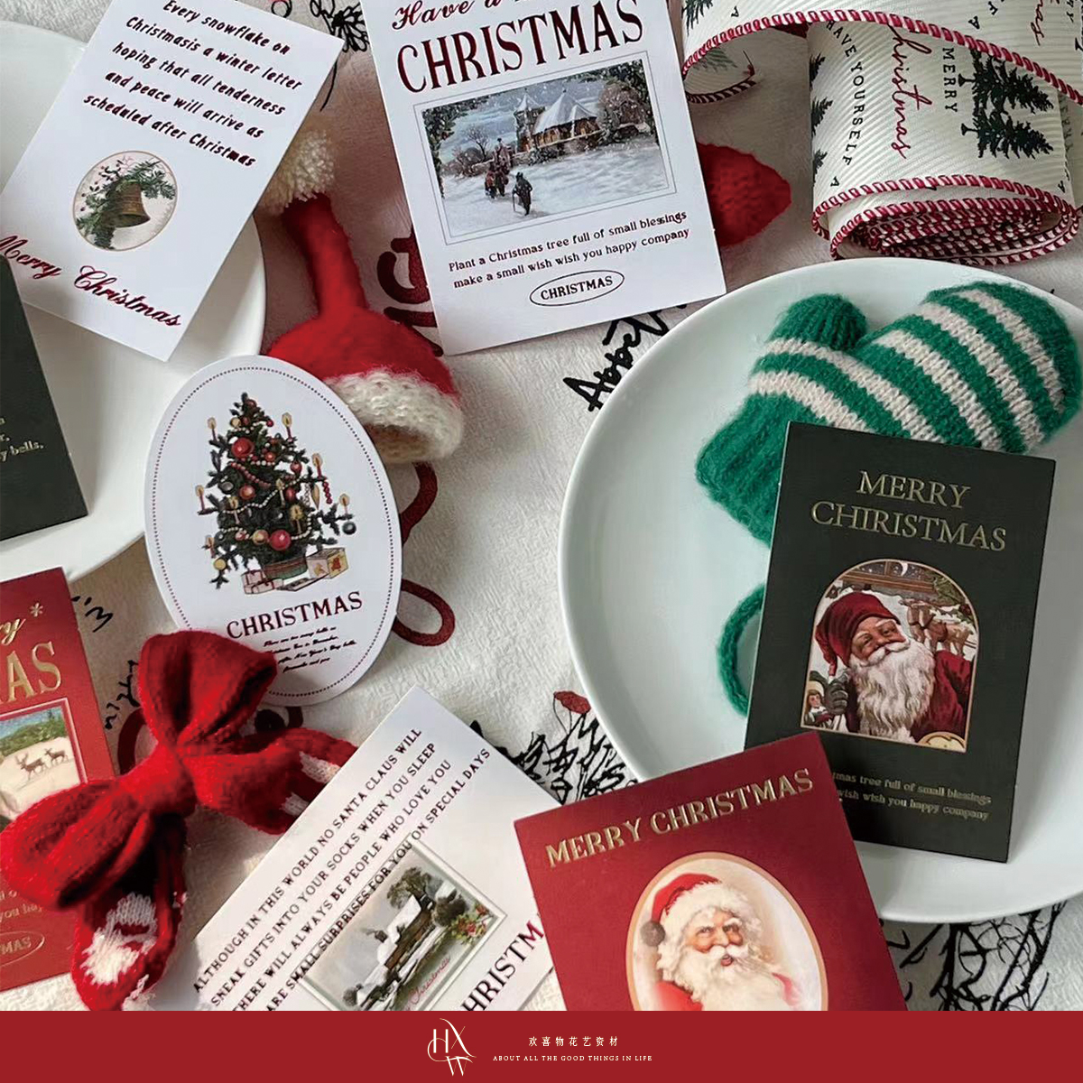 【欢喜物】原创设计圣诞美式复古系列卡片贺卡吊卡明信片吊牌