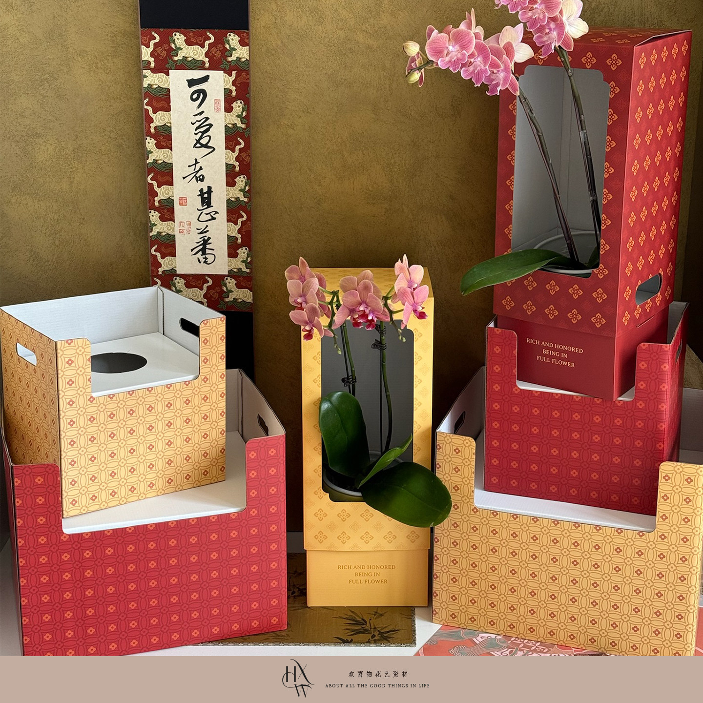 【欢喜物】2026马年新年蝴蝶兰礼盒 盆栽花瓶盒插花礼袋花束花盒,鲜花速递/花卉仿真/绿植园艺,花艺包装盒,淘宝优惠券,粉丝福利购,淘宝优惠卷