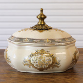 现代简约轻奢合金陶瓷储物罐 糖果零食盒 饰 欧美式 客厅玄关收纳装