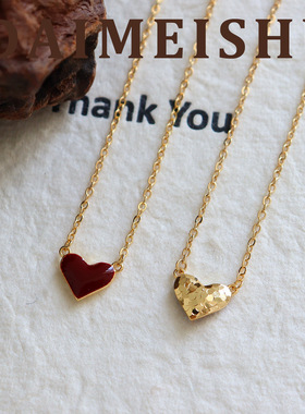 简约复古精致双面滴油碎冰冰爱心项链配饰女轻奢小众高级感锁骨链