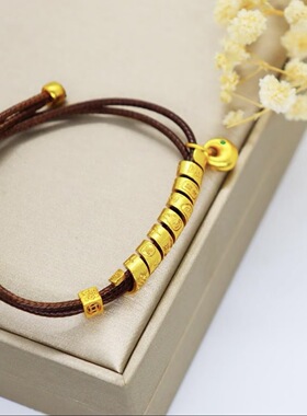 镀真金强保色古法沙金扭扭棒吉言胖福手工编织手绳经典复古手链