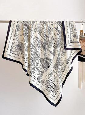 2025秋冬新款时尚百搭真丝羊毛方巾女士感简约140cm丝毛丝巾