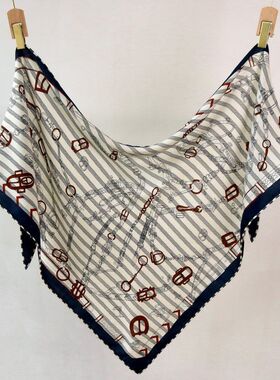 跃动的马儿真丝羊毛三角巾双面同色秋冬气质保暖丝毛围巾女披肩