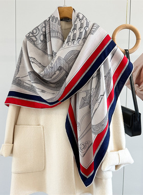 真丝羊毛围巾女气质百搭保暖丝毛大方巾空调房保暖大披