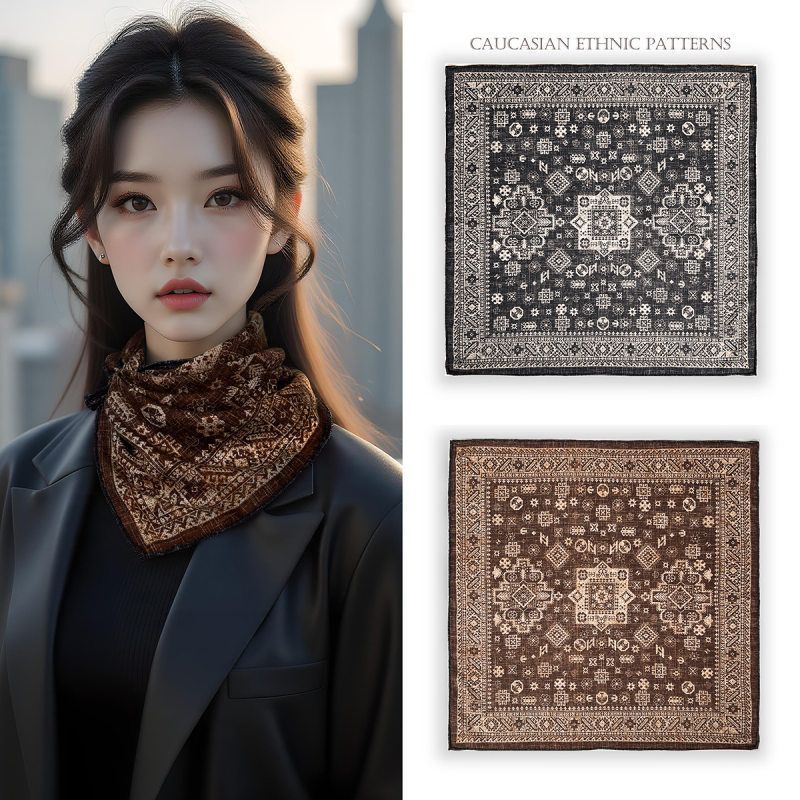 S【云梦泽】腰果复古真丝羊毛双面披肩时尚桑蚕丝丝毛70中方巾