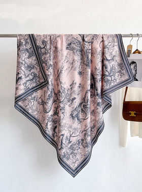 气质文艺风135cm真丝羊毛方巾女士百搭2025秋冬新款轻奢丝毛丝巾