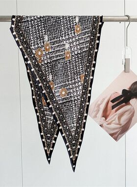 新款菱形巾杭州优质斜纹绸女高级感领巾时尚百搭披肩丝巾