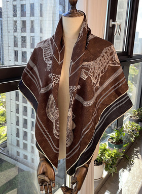 110丝毛方巾 盛宴双面异色真丝羊毛提花方巾秋冬时尚围巾披肩