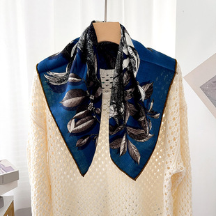 夏季新款赛马图案双面异色丝巾时尚文艺简约优雅感桑蚕丝丝巾女