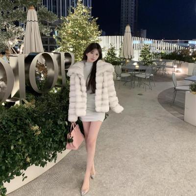时尚獭兔毛仿皮草外套女2025冬季加厚短款洋气龙猫大翻领毛毛上衣