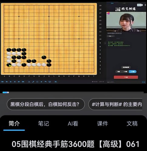 围棋经典手筋3600题初级中级高级视频教学课赠送pdf文档和sgf