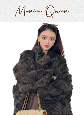 【语熙·蓝金秀场】小湖羊两面穿0压感v领时尚环保皮草外套Z001
