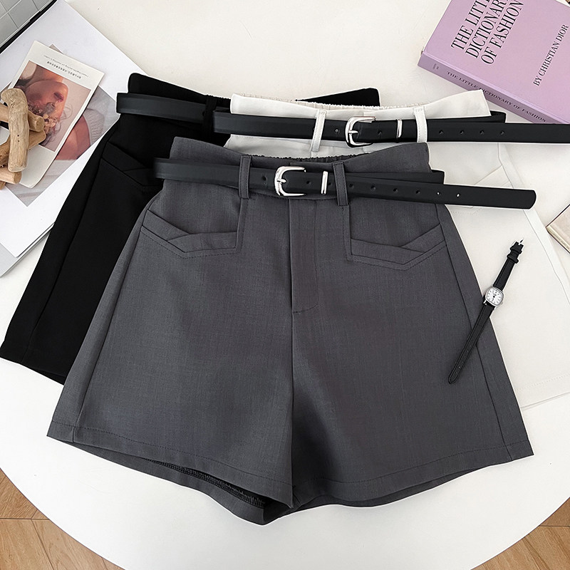 韩版时尚简约百搭松紧高腰显瘦西装短裤休闲裤阔腿裤热裤配皮带女,女装/女士精品,休闲裤,淘宝优惠券,粉丝福利购,淘宝优惠卷