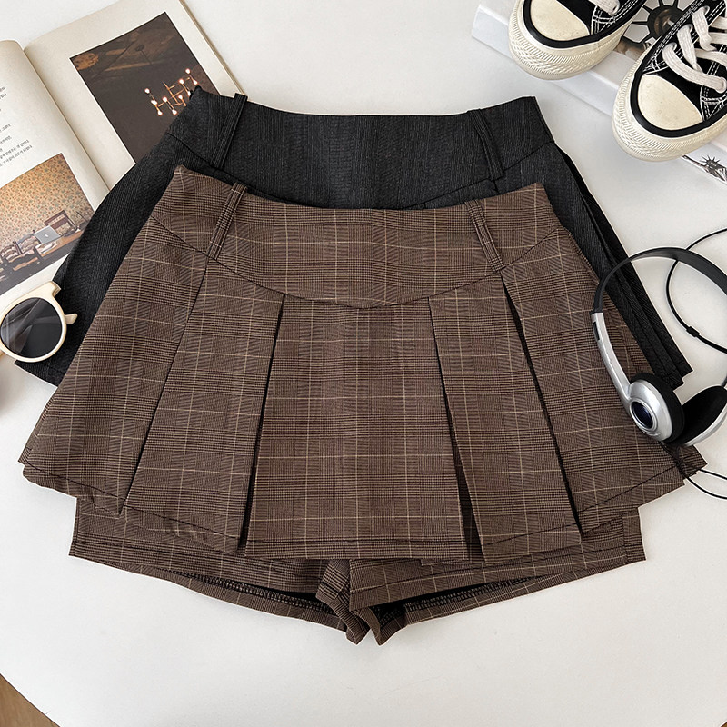 美式复古格纹高腰显瘦半身裙防走光短裙百褶裙a字裙女裤裙小个子,女装/女士精品,半身裙,淘宝优惠券,粉丝福利购,淘宝优惠卷