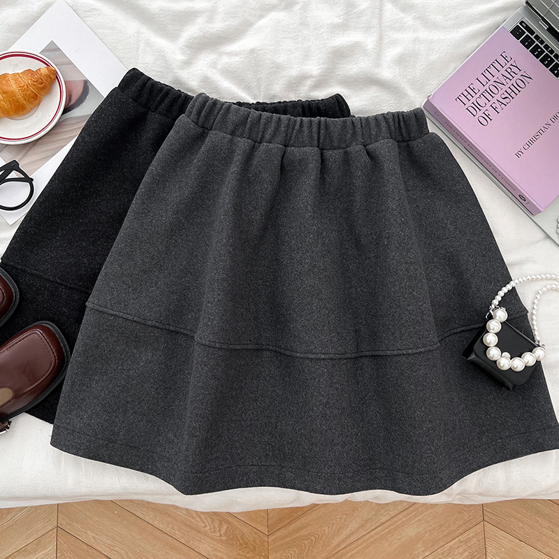 韩版气质百搭毛呢高腰显瘦半身裙短裙a字裙中裙女秋冬新款休闲