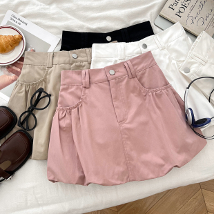 减龄高腰显瘦花苞半身裙短裙防走光裙蓬蓬裙a字裙女夏季 韩版 时尚