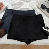 设计感时尚 百搭条纹不规则高腰显瘦西装 半身裙防走光短裙包臀裙女