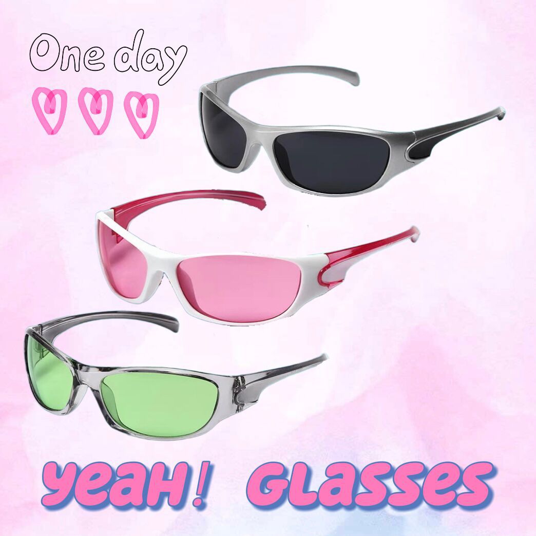 亚文化未来感元欧美街头辣妹y2k原宿千禧粉机能眼镜太阳墨镜个性