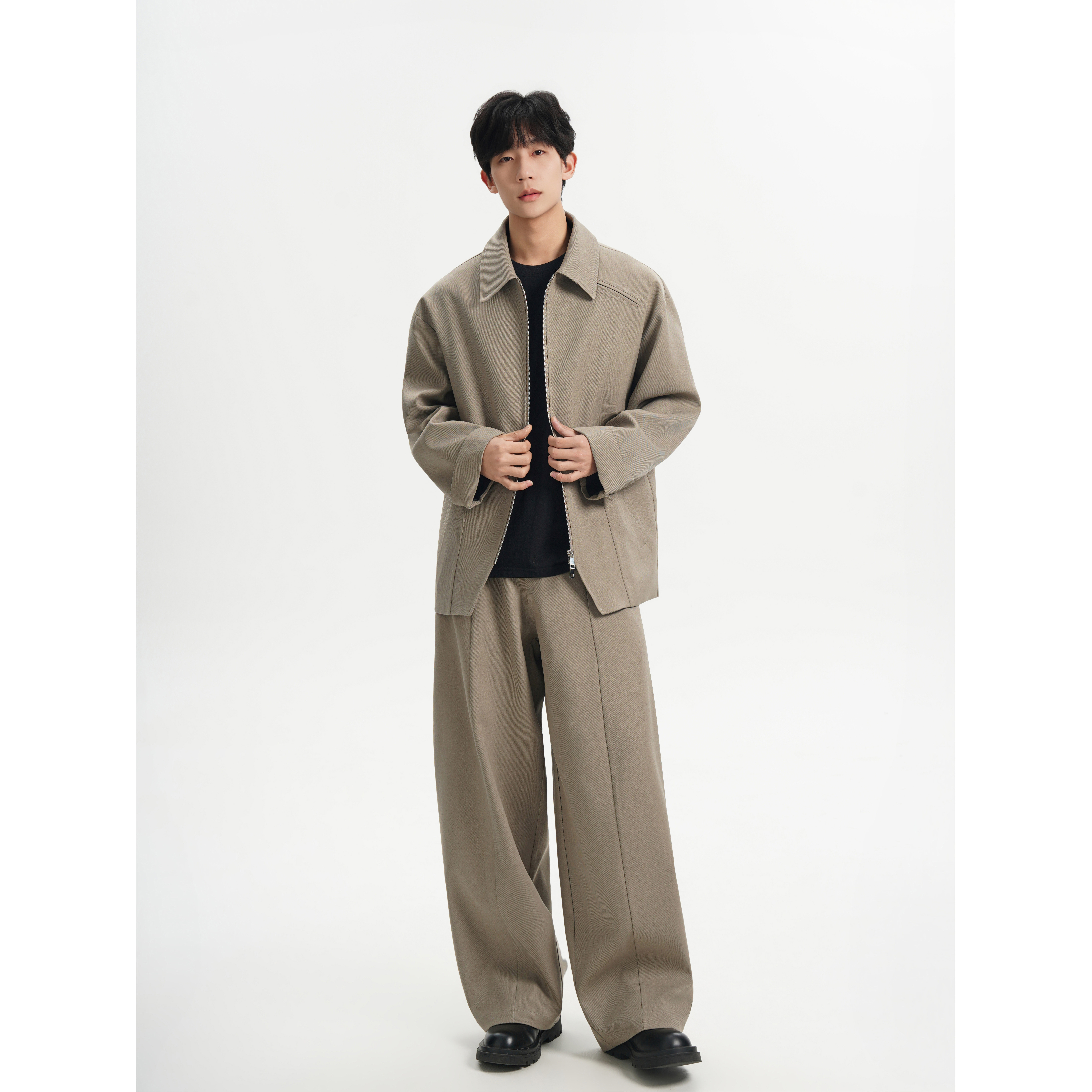 2026春夏新款高级感翻领夹克外套男韩版短款休闲套装F655-P95,男装夹克,电商A152