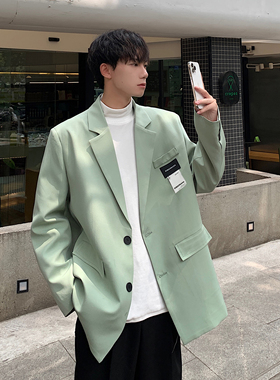 oversize黑色西装外套男春季加大码潮宽松休闲痞帅小西服F120-P95