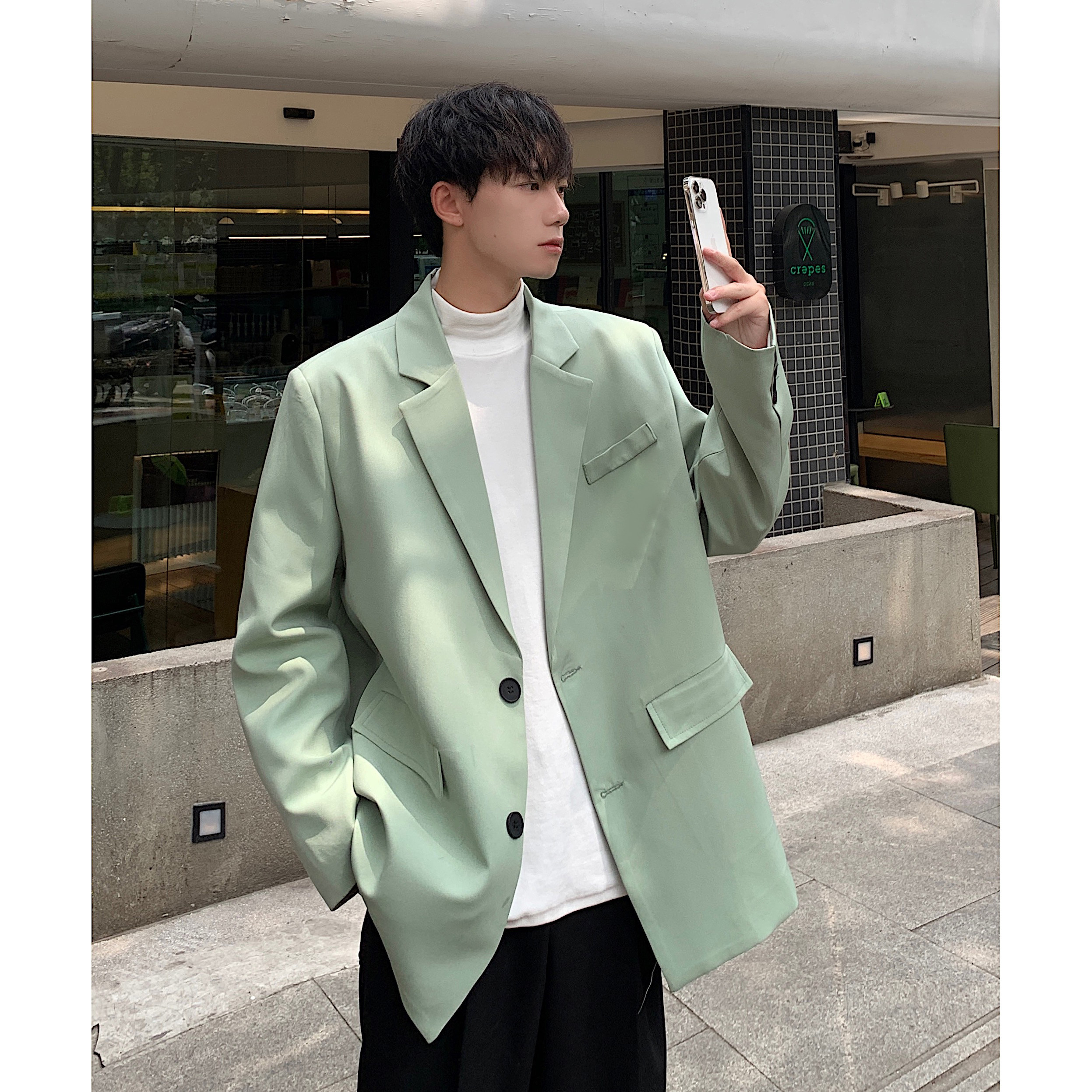 抖音品质西装外套ins男装高级感休闲垫肩上衣廓形小西服F130-P95,男装西服套装,电商A152