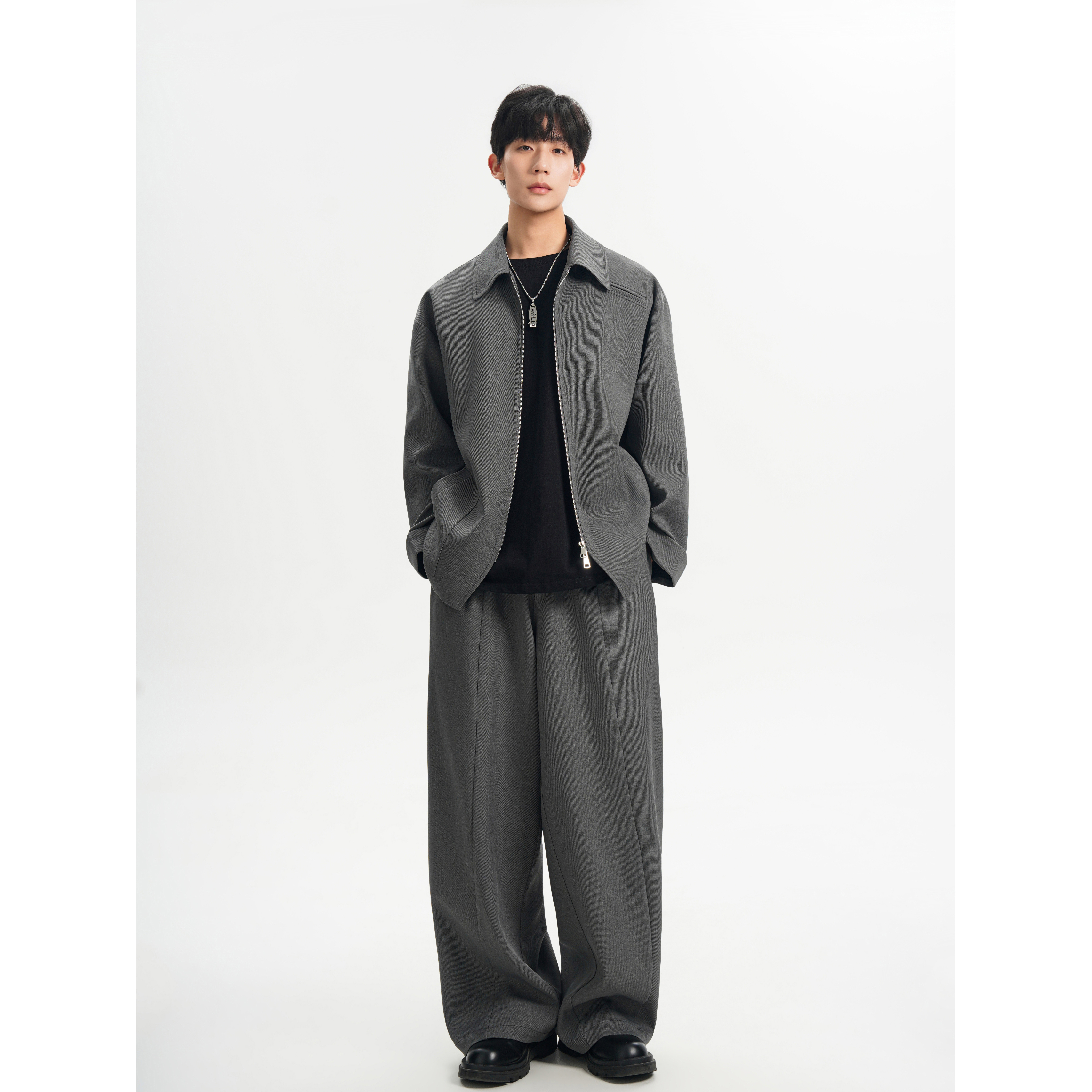 2026春夏新款高级感翻领夹克外套男韩版短款休闲套装F655-P95,男装夹克,电商A152