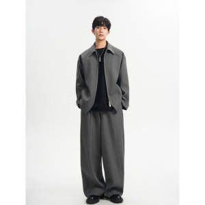 2026春夏新款高级感翻领夹克外套男韩版短款休闲套装F655-P95图片