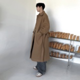 黑色毛呢大衣男秋冬季2023韩版中长款英伦西装风衣外套F310-P125，男装西服套装，电商A152