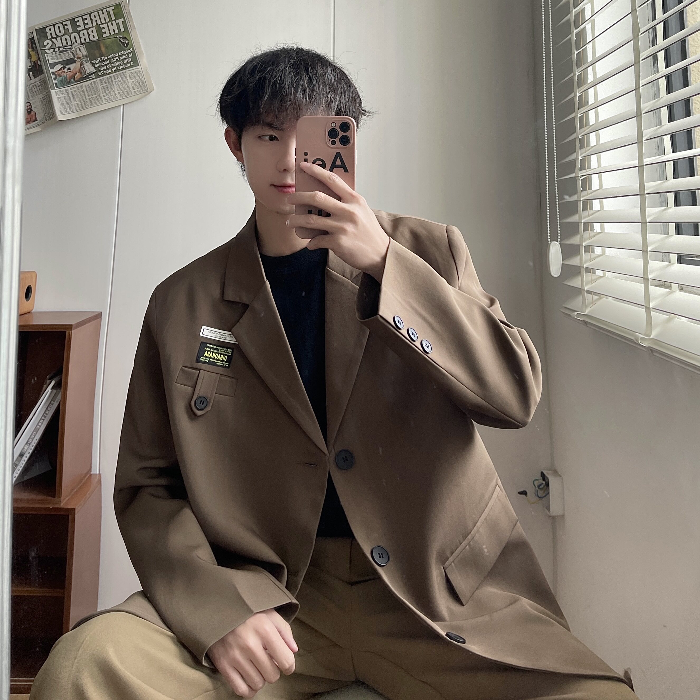 2025新款西服外套男潮牌ins宽松痞帅外套韩版百搭小西装XF107-P95图片
