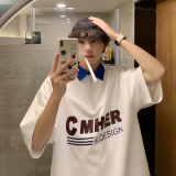 夏季男士短袖翻领t恤宽松休闲polo衫港风半袖ins潮流衣服PL03-P45，男装T恤，电商A152