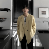 垫肩休闲西服男春秋款宽松炸街西装高级设计感韩版外套F503-P95，男装西服套装，电商A152