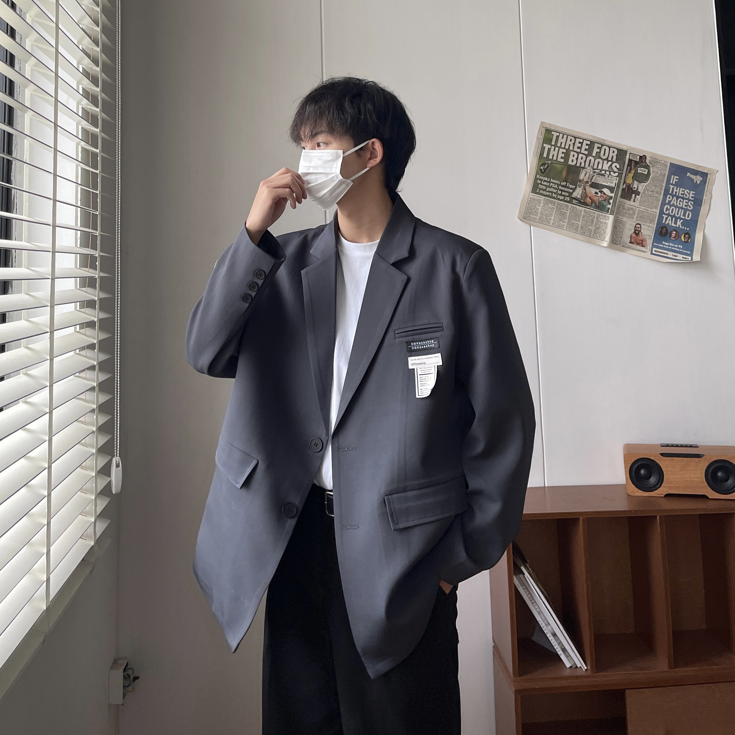 西装外套男高级感痞帅英伦雅痞男装休闲小西服oversizeXF138-P95,男装西服套装,电商A152