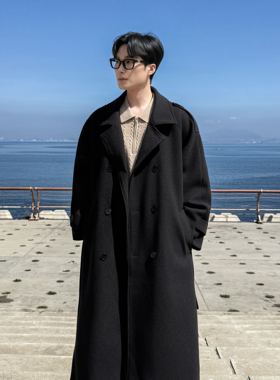 F395特P105 盗图投诉英伦韩系中长款毛呢大衣男秋冬过膝风衣外套