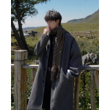 长款过膝风衣外套男秋季潮牌ins英伦帅气休闲毛呢大衣F258-P128，男装风衣，电商A152