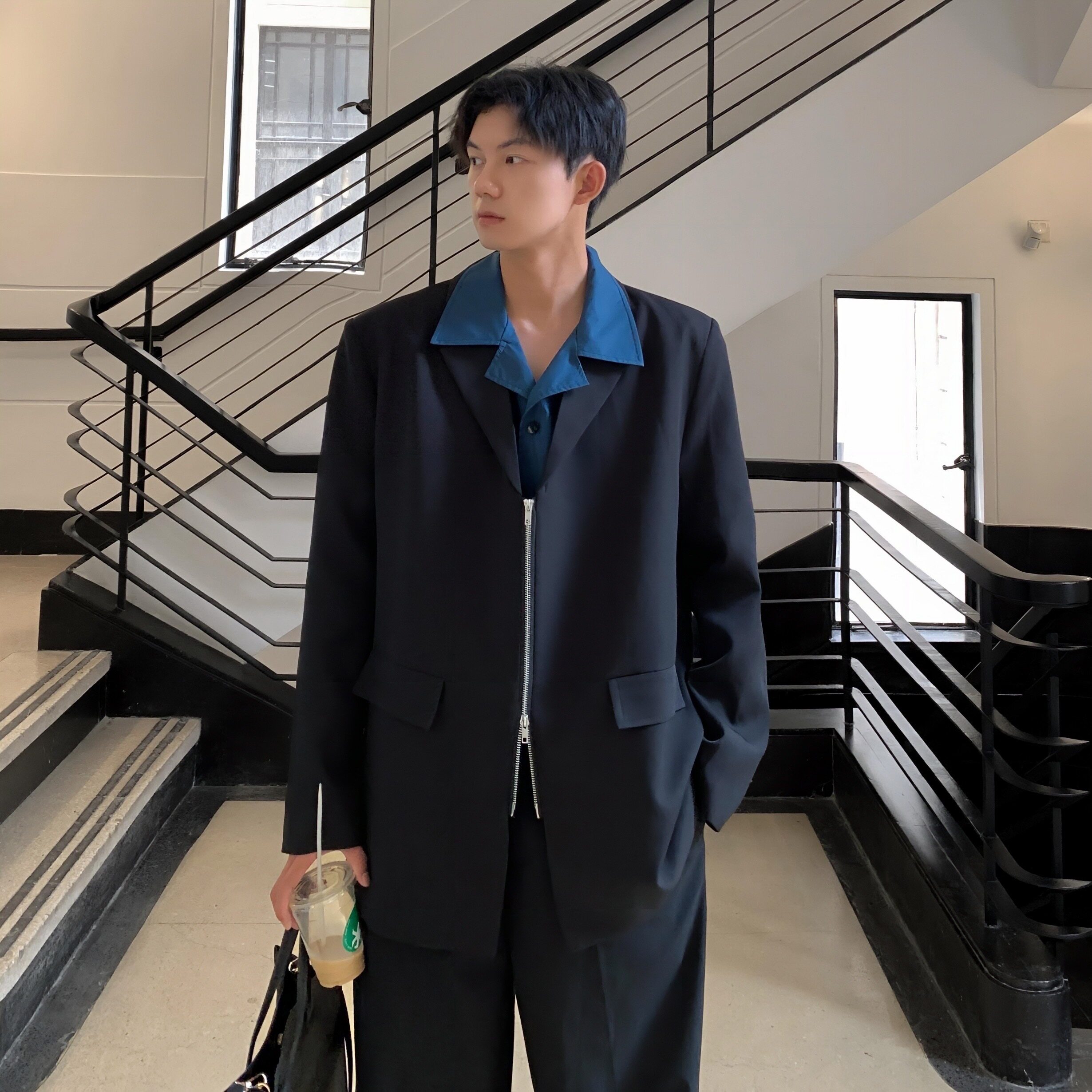 2025秋季新款韩版小西装外套oversize痞帅男士休闲西服F177-P95,男装西服套装,电商A152