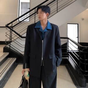 2025秋季新款韩版小西装外套oversize痞帅男士休闲西服F177-P95图片