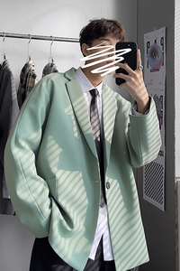 春装新款西服男生雅痞帅气小西装潮流宽松休闲单西外套F10-P80图片