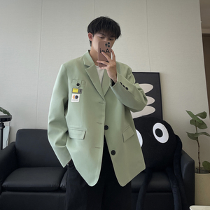 简约韩版小西服男宽松西装春季休闲oversize垫肩XF133-P95图片