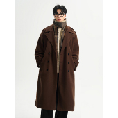 盗图投诉秋冬中长款 F399 特P105 男生过膝毛呢大衣男肩章加厚外套