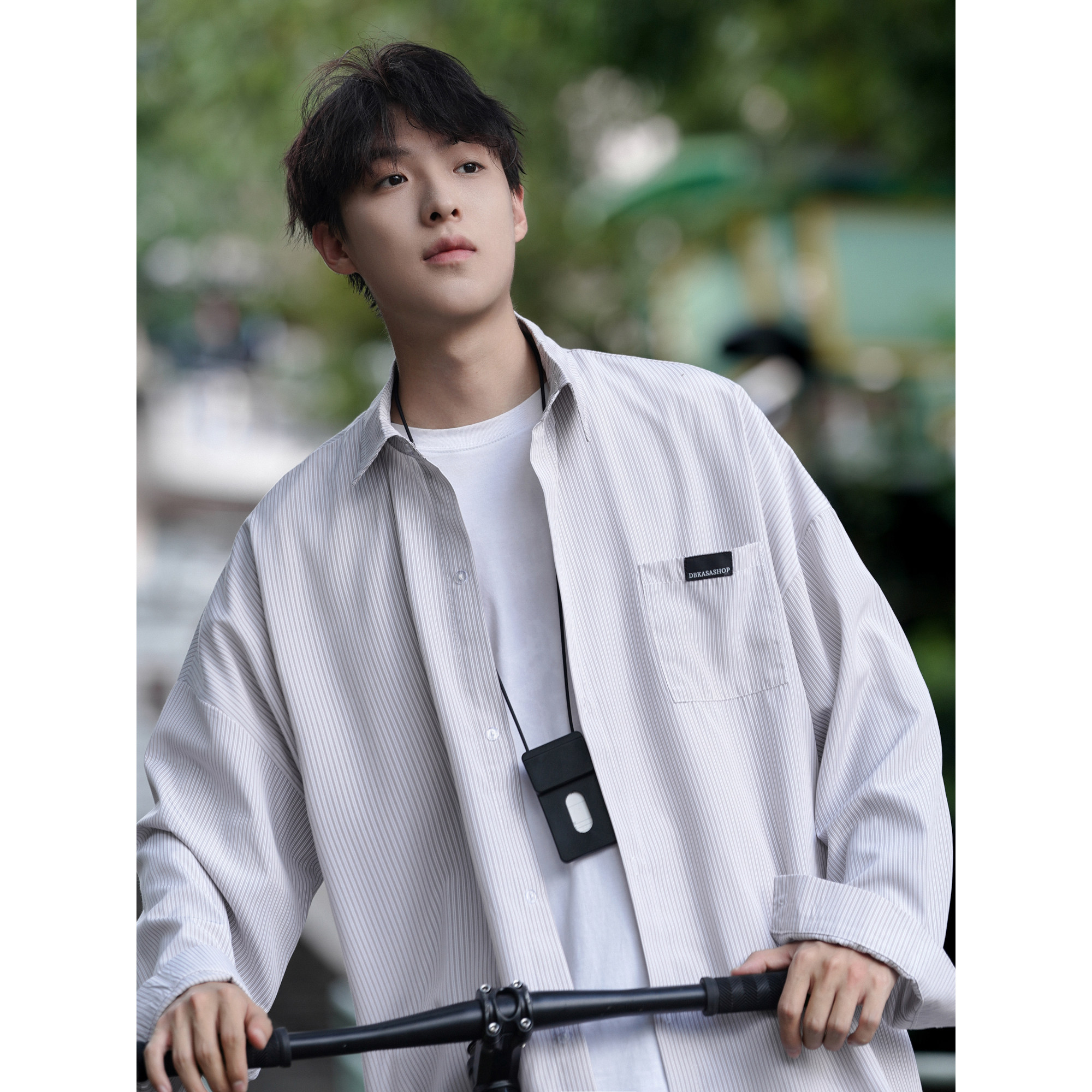 条纹长袖衬衫男士春秋季港风衬衣宽松潮高级感休闲外套CS113-P50