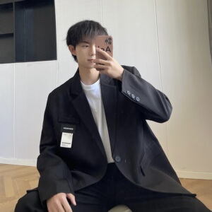 休闲西服男ins潮痞帅韩版小西装宽松大码潮流百搭外套XF120-P95图片