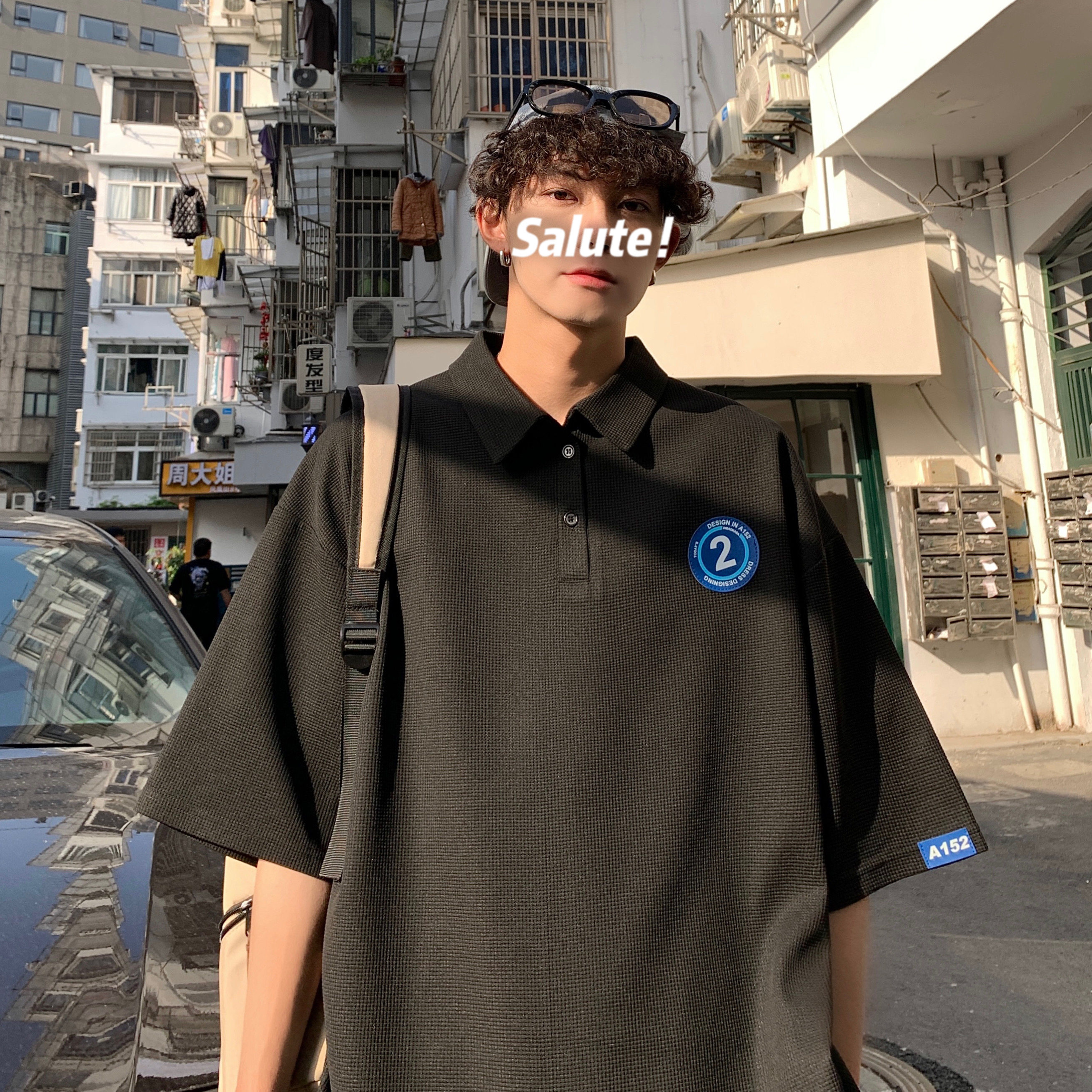 短袖t恤男大码夏季2025新款港风潮牌日系翻领polo衫半袖PL02-P45,男装T恤,电商A152