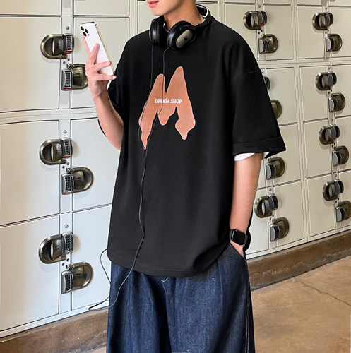 直播品质 260克纯棉男士宽松oversize短袖t恤 M-5XL T61-P38