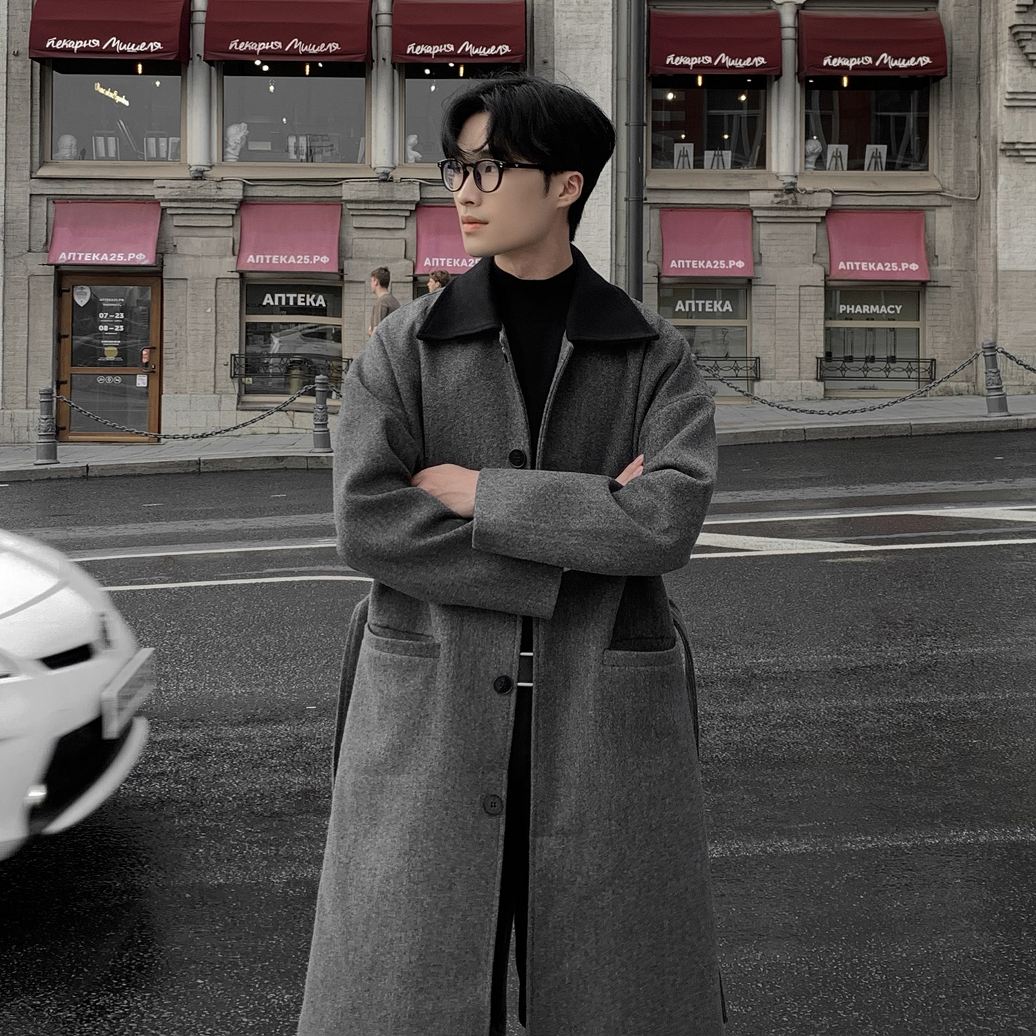 秋冬毛呢大衣男士中长款韩版加厚双面呢子过膝风衣外套F365-P138，男装风衣，电商A152