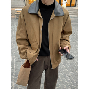 2025秋款短款美式复古外套潮牌痞帅宽松翻领夹克大码F330-P98,男装夹克,电商A152