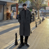 中长款风衣外套男2025秋冬新款高级感毛呢大衣加厚外套F312-P128，男装风衣，电商A152