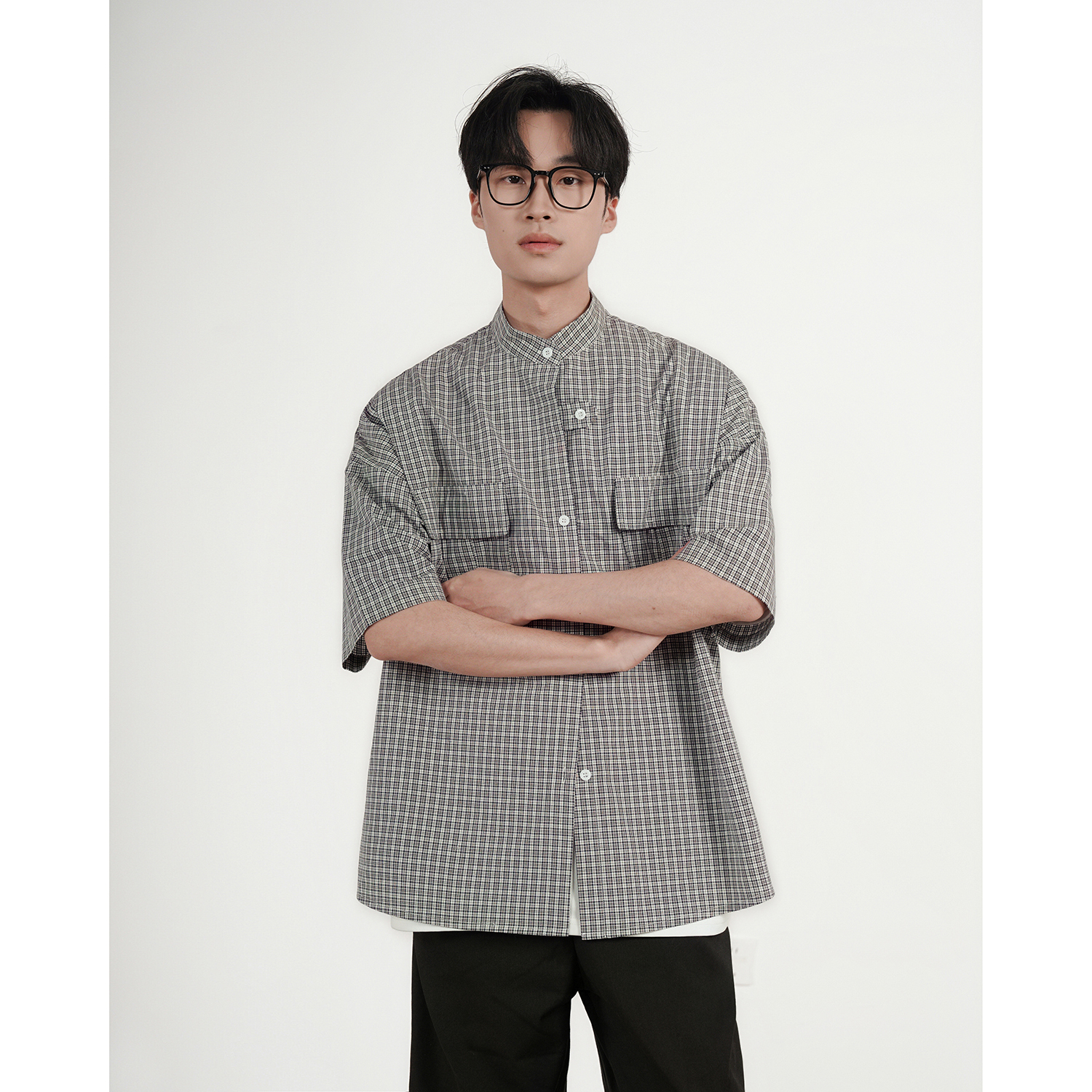 直播款2025夏季新款套头衬衫男生短袖衬衫五分袖大码C33-P48，男装T恤，电商A152